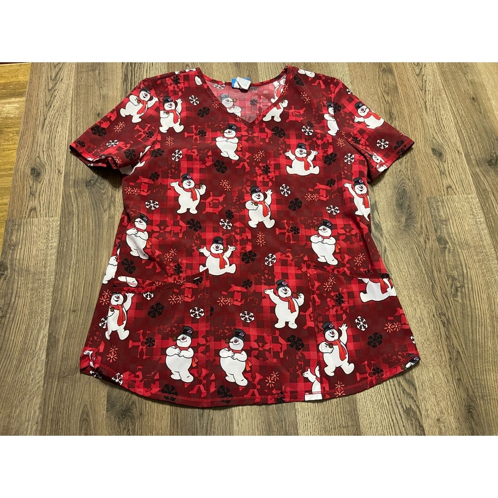 Frosty The Snowman Shirt, Women's Size Medium, Red Black White, Snowman
